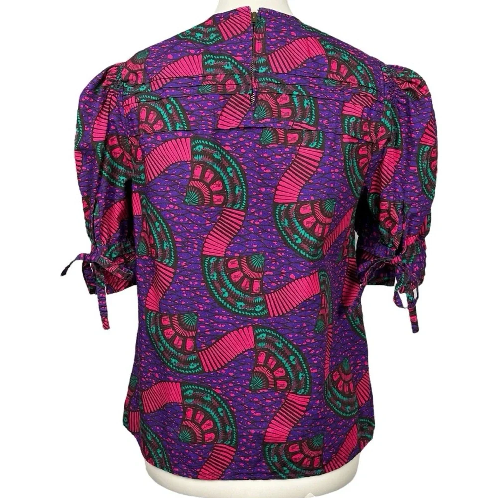 Ulla Johnson Top Puff Sleeve Romantic Art Print Etta Blouse Womens Size 4